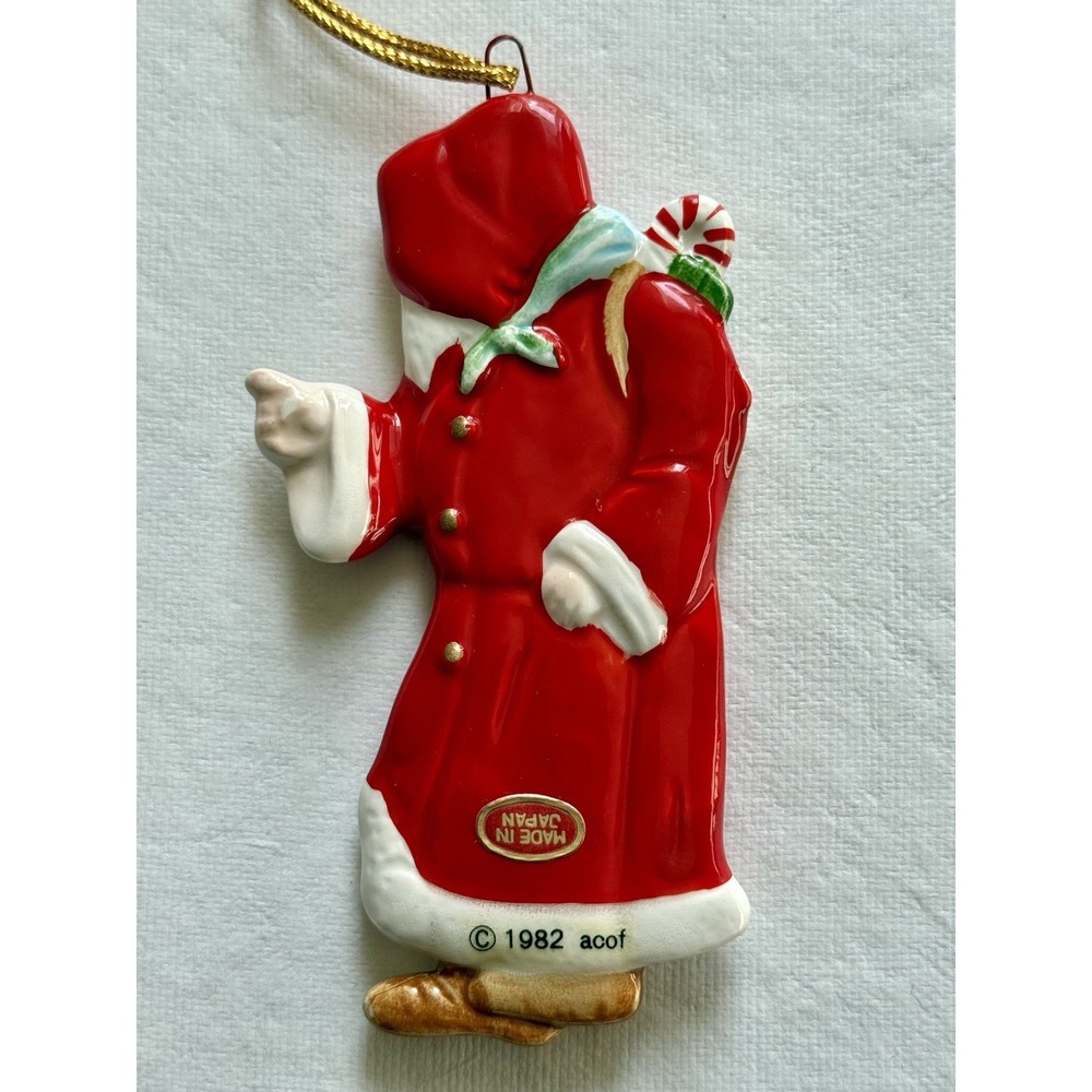 VINTAGE 1982 A COMPANY OF FRIENDS Ceramic Victorian Santa Ornaments Set of 3 NEW - Picture 12 of 14